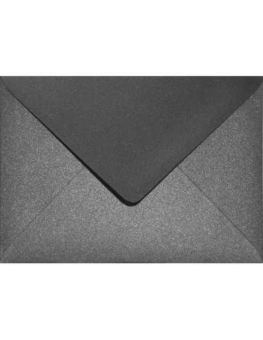 Busta da lettera metallizzata perlescente nero B6 (12,5x17,5cm) gommata Aster Metallic Black 120g