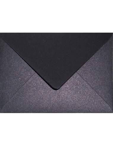 Busta da lettera metallizzata perlescente nero con rame B6 (12,5x17,5cm) gommata Aster Metallic Black Cooper 120g