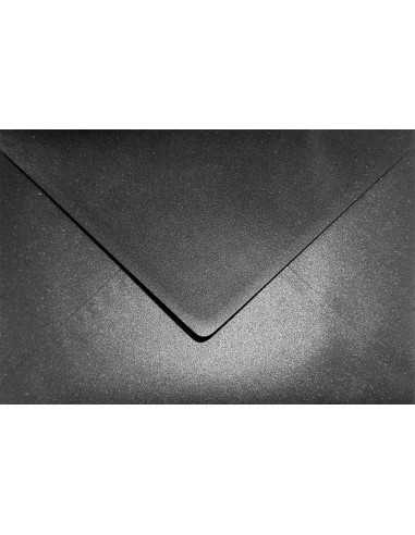 Busta da lettera metallizzata perlescente nero C5 (16,2x22,9cm) gommata Aster Metallic Black 120g