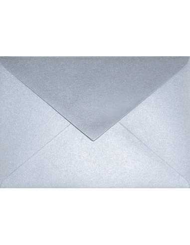 Busta da lettera metallizzata perlescente argento C6 (11,4x16,2cm) gommata Aster Metallic Silver 120g