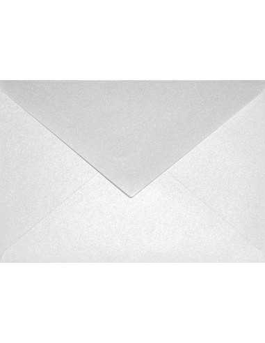 Busta da lettera metallizzata perlescente bianco C6 (11,4x16,2cm) gommata Aster Metallic White 120g