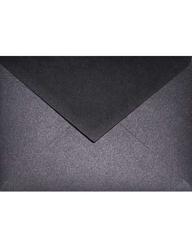 Busta da lettera metallizzata perlescente nero con rame C6 (11,4x16,2cm) gommata Aster Metallic Black Cooper 120g