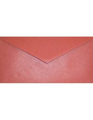 Busta da lettera metallizzata perlescente rosso DL (11x22cm) gommata Aster Metallic Ruby 120g