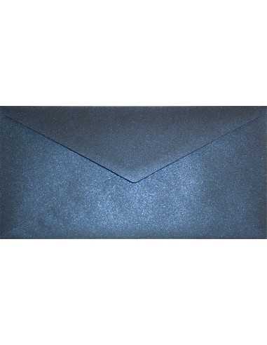 Busta da lettera metallizzata perlescente blu DL (11x22cm) gommata Aster Metallic Queens Blue 120g