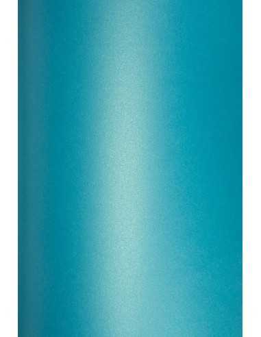 Carta metallizzata perlescente azzurro 290g Cocktail Curacao - conf. 10 fogli A4