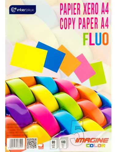 Set di carte colorate fluorescenti 80g (5x20) - conf. 100 fogli A4