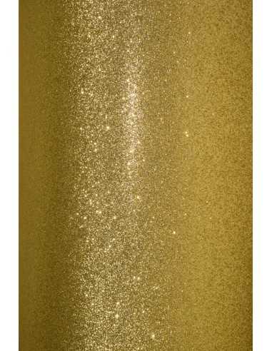 Carta adesiva glitterata su un lato oro 210g - 5 fogli A4