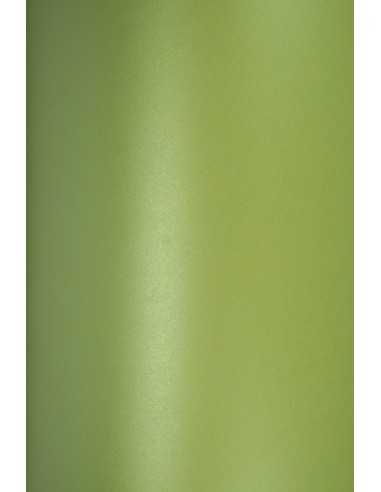 Carta metallizzata perlescente verde chiaro 250g Majestic Satin Lime - conf. 10 fogli A5