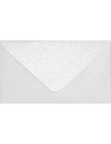 Busta da lettera metallizzata perlescente bianco C8 (5,8x10cm) gommata Aster Metallic White 120g