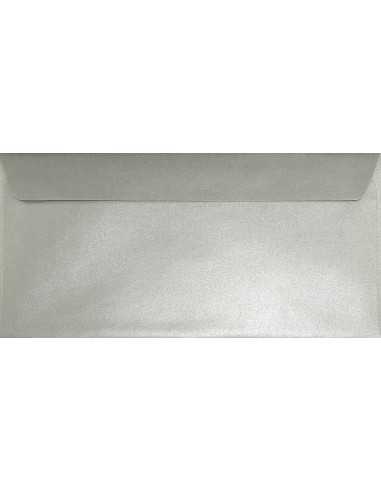 Busta da lettera metallizzata perlescente argento DL (11x22cm) con strip adesivo Sirio Pearl Platinum 110g