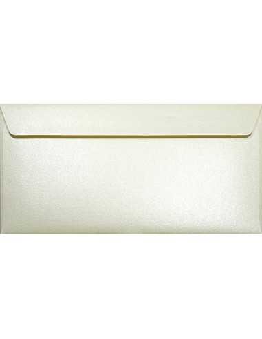 Busta da lettera metallizzata perlescente crema DL (11x22cm) con strip adesivo Majestic Candelight Cream 120g