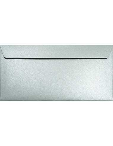 Busta da lettera metallizzata perlescente argento DL (11x22cm) con strip adesivo Majestic Moonlight Silver 120g