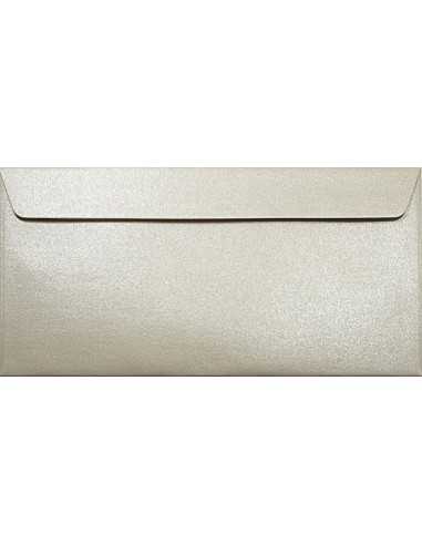 Busta da lettera metallizzata perlescente beige DL (11x22cm) con strip adesivo Majestic Sand 120g