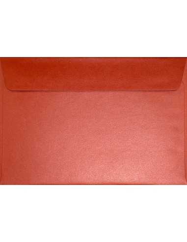 Busta da lettera metallizzata perlescente rosso C5 (16,2x22,9cm) con strip adesivo Sirio Pearl Red Fever 125g