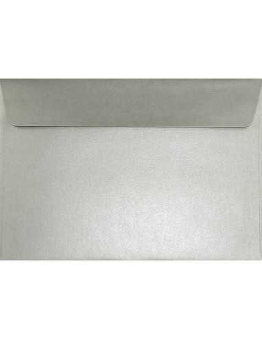 Busta da lettera metallizzata perlescente argento C5 (16,2x22,9cm) con strip adesivo Sirio Pearl Platinum 125g