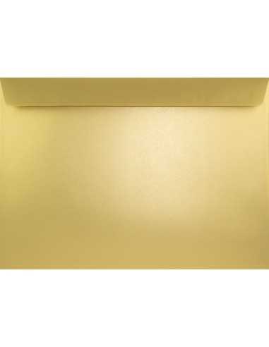 Busta da lettera metallizzata perlescente oro C4 (22,9x32,4cm) con strip adesivo Sirio Pearl Aurum 125g