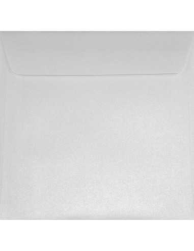 Busta da lettera metallizzata perlescente quadrata bianco (17x17cm) con strip adesivo Sirio Pearl Ice White 125g