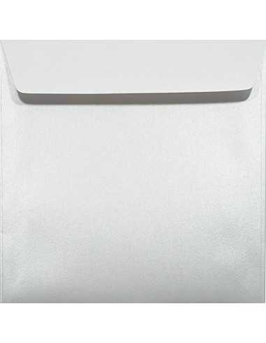 Busta da lettera metallizzata perlescente quadrata bianco (17x17cm) con strip adesivo Majestic Marble White 120g