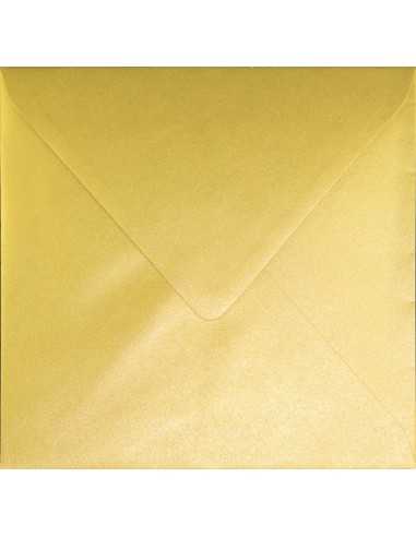 Busta da lettera metallizzata perlescente quadrata oro (15,5x15,5cm) gommata Sirio Pearl Aurum 110g