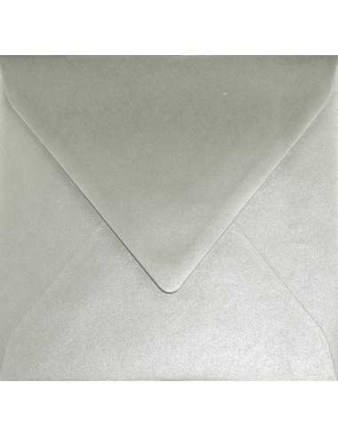 Busta da lettera metallizzata perlescente quadrata argento (15,5x15,5cm) gommata Sirio Pearl Platinum 110g