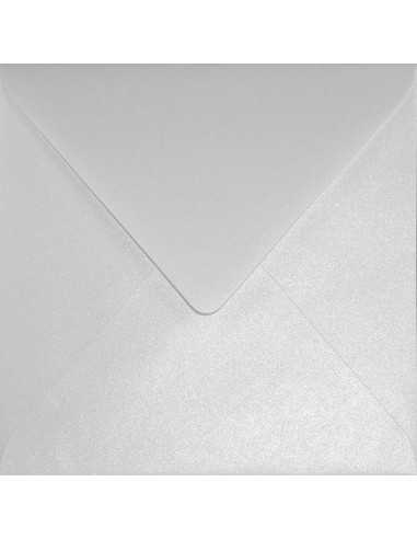 Busta da lettera metallizzata perlescente quadrata bianco (15,5x15,5cm) gommata Sirio Pearl Ice White 110g