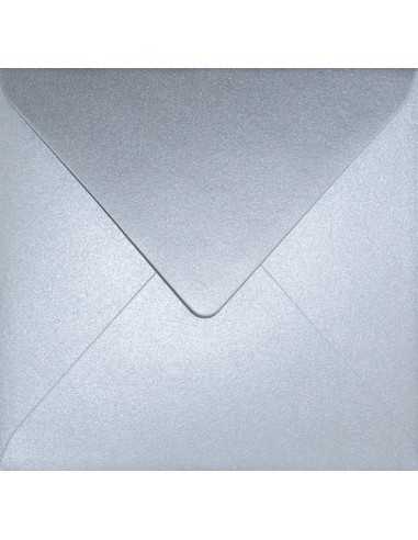 Busta da lettera metallizzata perlescente quadrata argento (15,3x15,3cm) gommata Aster Metallic Silver 120g