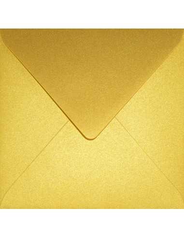 Busta da lettera metallizzata perlescente quadrata oro (15,3x15,3cm) gommata Aster Metallic Cherish 120g