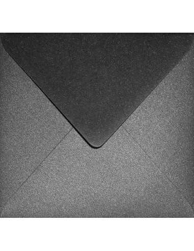 Busta da lettera metallizzata perlescente quadrata nero (15,3x15,3cm) gommata Aster Metallic Black 120g