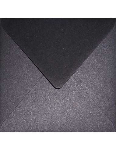 Busta da lettera metallizzata perlescente quadrata nero con rame (15,3x15,3cm) gommata Aster Metallic Black Cooper 120g