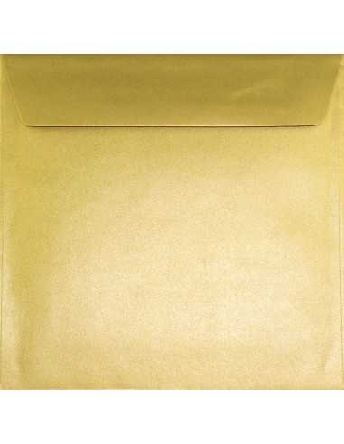 Busta da lettera metallizzata perlescente quadrata oro (15,6x15,6cm) gommata Sirio Pearl Aurum 110g