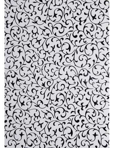 Carta decorativa bianco con pizzo nero (18x25cm) - 5 fogli