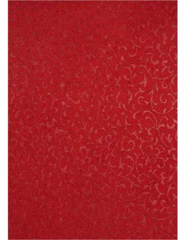 Carta decorativa rosso pizzo scamosciato (18x25cm) - 5 fogli