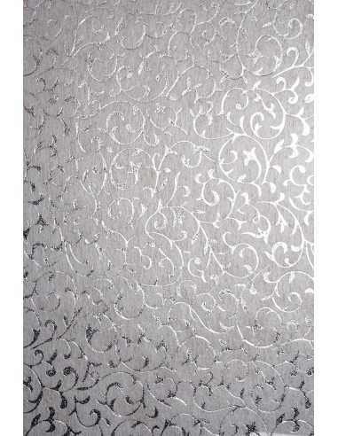 Carta decorativa fliselina bianco con pizzo argento (19x29cm) - 5 fogli