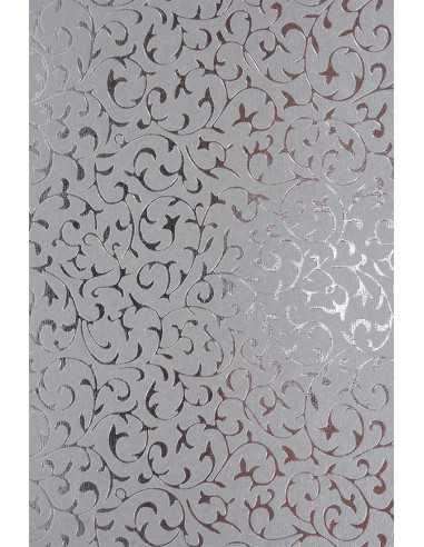 Carta decorativa metallizzata argento con pizzo argento (56x76cm)