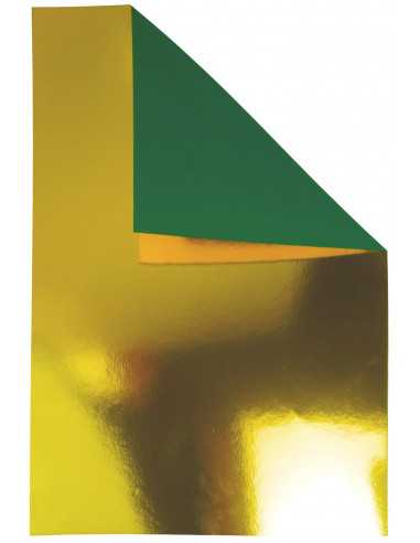 Carta colorata specchio su un lato oro/verde 260g Mirror Gold/Green - conf. 10 fogli A3