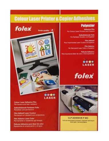 Pellicola autoadesiva bianco per stampanti laser a colori FOLEX ADHESIVE P-WO - conf. 10 fogli A4