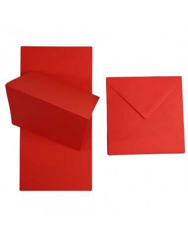 Set carta pieghevole rosso 160g Rainbow + Busta da lettera quadrata rosso 80g - 25 pezzi