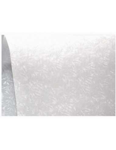 Carta strutturata trasparente bianco foglie 35g Kristall Prago White (70x100cm)