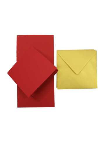 Set carta pieghevole rosso 280g Nettuno Rosso Fuocco + Busta da lettera quadrata oro Aster Metallic Cherish - 25 pezzi