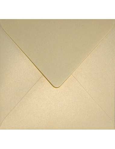 Busta da lettera metallizzata perlescente quadrata vaniglia (15,3x15,3cm) gommata Aster Metallic Gold Ivory 120g