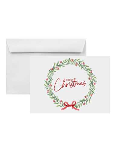 Busta da lettera con stampa Natale (corona) bianco B6 (12,5x17,5cm) con strip adesivo 100g