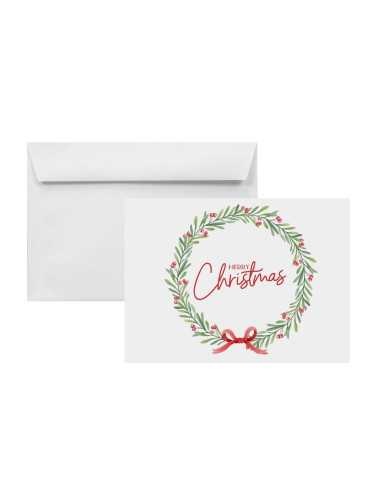 Busta da lettera con stampa Natale (corona) bianco C6 (11,4x16,2cm) con strip adesivo 120g