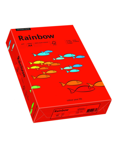 Carta colorata rosso 160g Rainbow - conf. 250 fogli A4